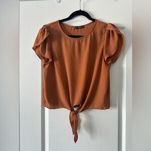 SHEIN Women's Rust Tie-Front Blouse